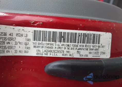 2006 Jeep Grand Cherokee Laredo из США, поврежденный, VIN 1J4GS48K26C201678